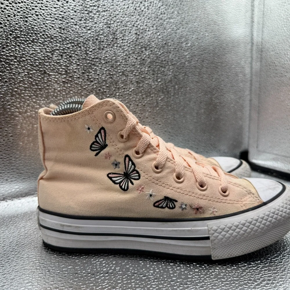 Size 3 Converse CTAS EVA Lift High Butterflies Pink Peach Youth Sneaker A07356C